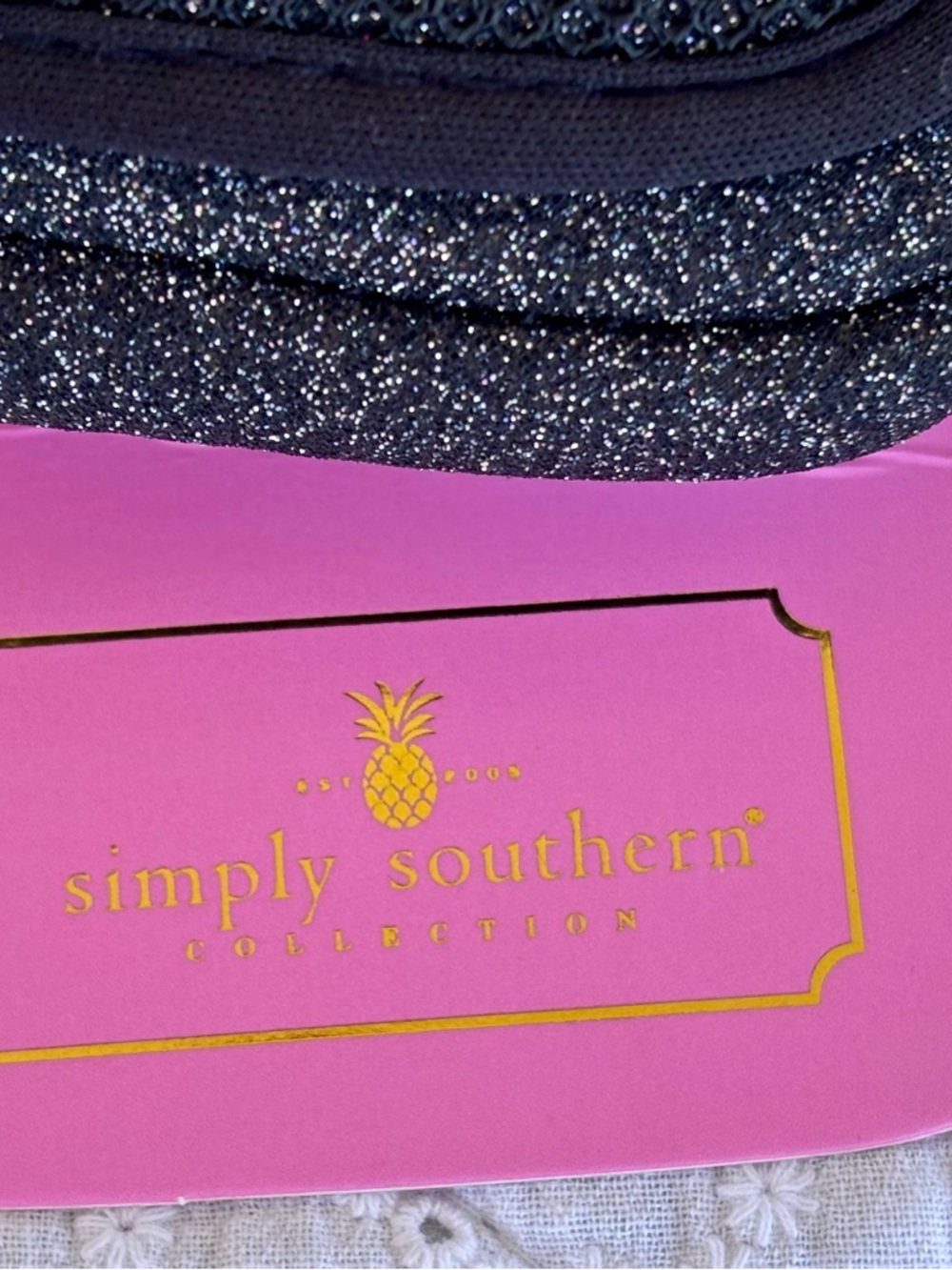 Simply Southern Mini Crossbody Bag Black Glitter with Pink Accent - Picture 14 of 17